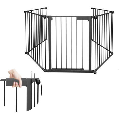 Randaco Barrière de sécurité Cheminée XL 310cm Pare-feu Sécurité Enfant  Fixation murale 5 Éléments acier，Noir