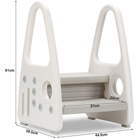 Marchepied pour enfant - 2 marches - En polyéthylène haute densité - Pour  salle de bain, toilettes - Gris