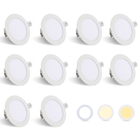 Randaco Lot de 10 Spot Encastrable LED Panel Extra-Plat 3W Température de  Couleur: 3 couleurs en 1 3200K-6500K