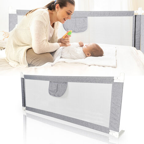 Randaco Barrière de lit Réglable en hauteur 150cm Portable Bébé Grand Rails  Protection contre les chutes pour lit parental Convient pour matelas