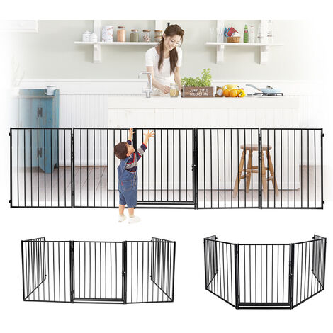 Barrière de Sécurité Bébé Enfant pour Escaliers Portes - SPRINGOS - 75-110  cm - Métal - Noir - Pression