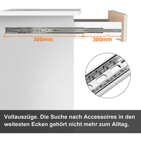 Glissières de tiroirs Coulisse à sortie totale Coulisse pour charges lourdes  Coulisse télescopique Guidage à billes 45mm 550mm 20 pièces