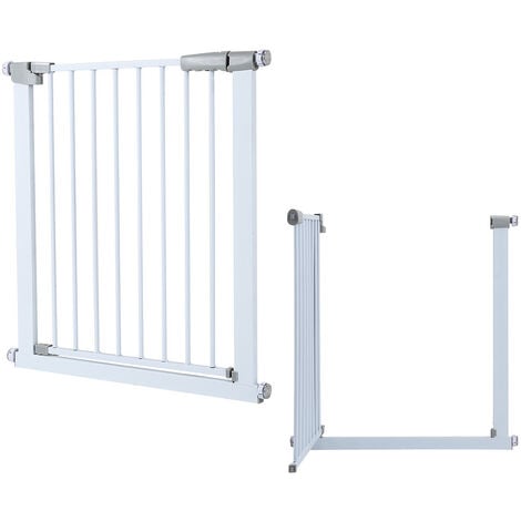 Barriere de Securite porte et escalier 96-103cm sans perçage, adaptée pour  les enfants ,animaux auto-close métal blanc