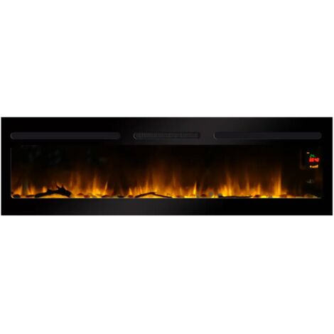 Chemin'Arte – Cheminée électrique encastrable 152 cm – Effet flammes LED – Chauffage 2000W pour 30 m² – Télécommande avec programmation horaire