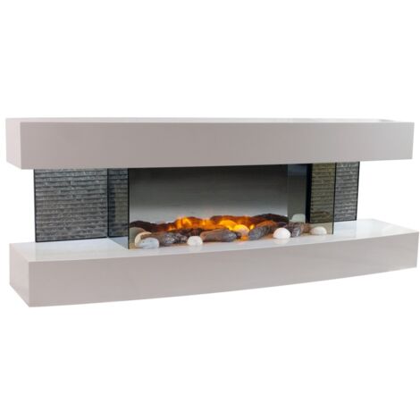Chemin'Arte – Cheminée électrique décorative Lounge 2000W – Dimensions L120 x P31 x H46 cm – Écran LCD et thermostat de sécurité