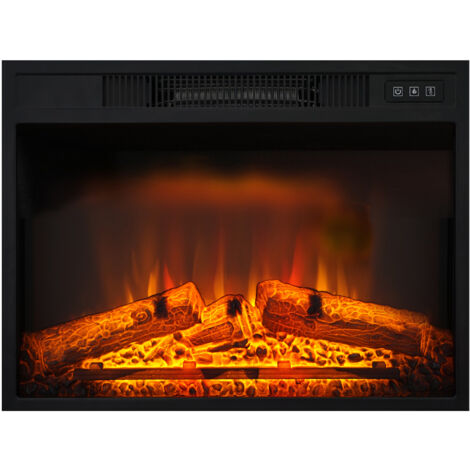 Chemin'Arte – Insert électrique encastrable 61 cm – Effet flammes LED ultra réaliste – Programmation horaire – Télécommande incluse – Acier et verre trempé