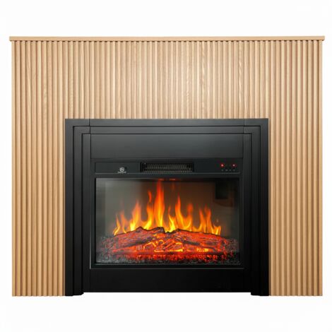 CHEMIN’ARTE - Cheminée électrique Ambra à Poser au Sol - Effet Flammes LED - 119x25x94cm - Chauffage 2000W Thermostat - Télécommande