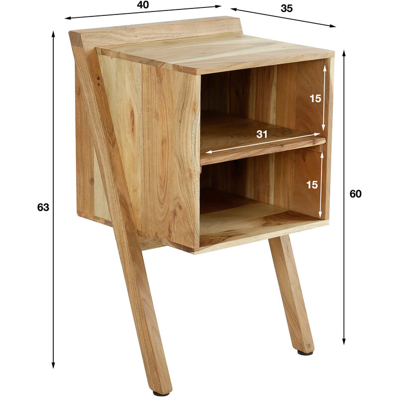 Bedside Table Angle Solid Wood