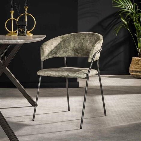 Industrial Armchair Fuzzy Velvet Green