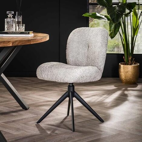 Industrial swivel Dining chair Twirl Boucle Silver