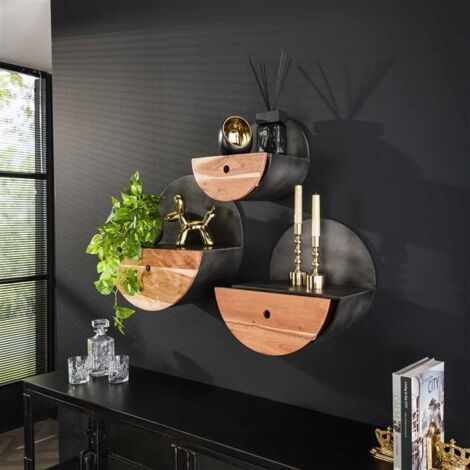 Wall shelf Ridge Ø50 Solid Acacia Wood