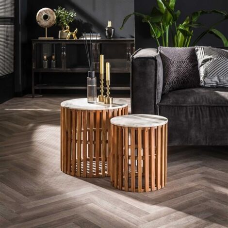 Industrial Coffee Tables Zenith set of 2 White Marble S (1/4)