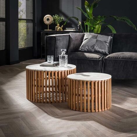 Industrial Coffee Tables Zenith set of 2 White Marble M