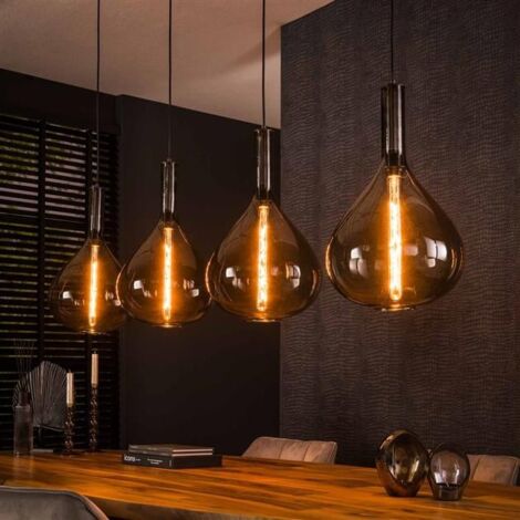 Industrial Ceiling light Kieran 4L Smoke Glass