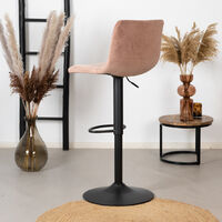 Velvet bar stool Frankie Pink height adjustable - Pink