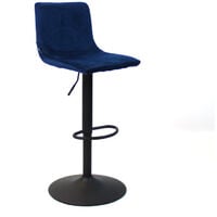 Velvet bar stool Frankie Blue height adjustable - Blue