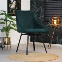 Swivel corduroy dining chair Luna Green - Green