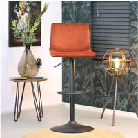 Velvet bar stool Frankie Copper height adjustable - Cognac, Yellow