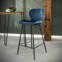 Velvet bar stool Golf Blue - Blue