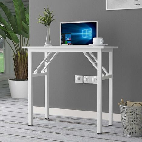 soges Klapptisch kleiner Computertisch Schreibtisch Klappbar und  Montagefrei,Tisch aus E1 Holzwerkstoffen und Stahlrahmen,Konferenztische,PC  Tisch