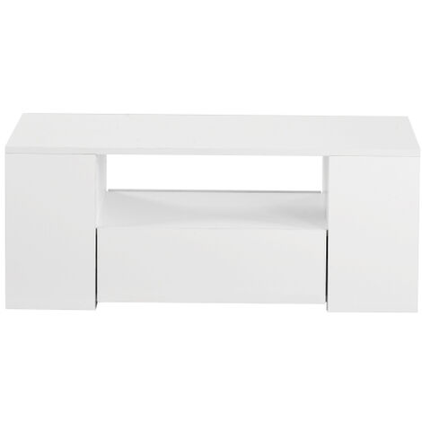 Soges Moderner Couchtisch Hochglanz Wohnzimmermöbel 2 Schubladen und 2 Regalsofa Couchtisch Beistelltisch (95 x 53 x 37cm)