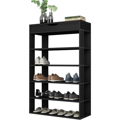 Relaxdays Schuhabtropfschale groß, Kunststoff Schuhablage f. 6 Schuhe,  Profil Schmutzfang HBT: 3 x 75 x 38 cm, schwarz, 1 Stück