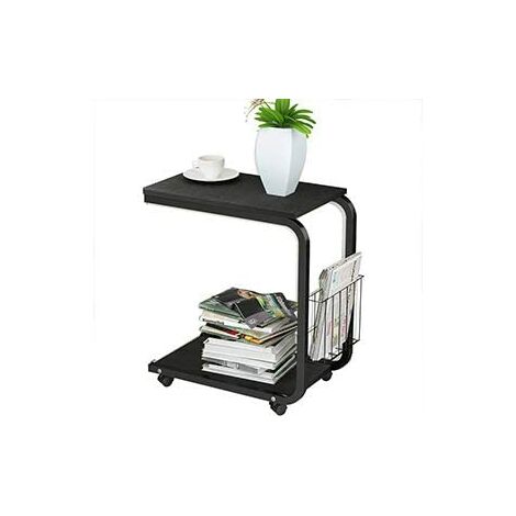 Soges Beistelltisch mit Rollen Kaffeetisch Couchtisch Sofatisch Nachttisch Betttisch Laptoptisch 51 x 30 x 56 cm Laptopständer Notebookständer mit Rollen und Ablagefläche