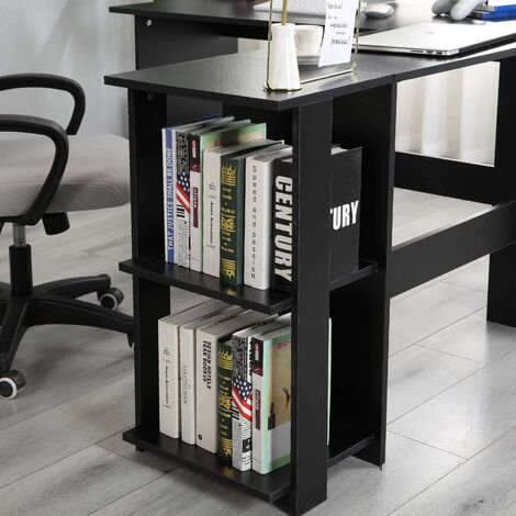 Soges Computertisch L-förmiger Schreibtisch Großer Eckschreibtisch mit 2 Regalen für denHeimarbeitsplatz Konferenztisch PC Workstation 130 cm x 136 cm
