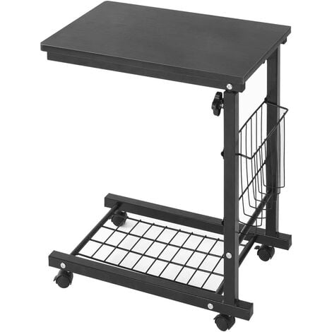 Soges Laptoptisch Beistelltisch Höhenverstellbarer Tisch mit Rollen 48 cm x 30 cm PC Tisch Notebook Sofatisch Beistelltisch für Kaffee/Snack/Aufbewahrung Beistelltisch für Zuhause