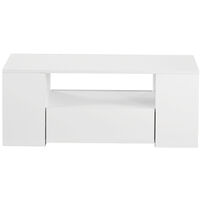 Soges Moderner Couchtisch Hochglanz Wohnzimmermöbel 2 Schubladen und 2 Regalsofa Couchtisch Beistelltisch (95 x 53 x 37cm)