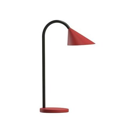 Lampara de escritorio unilux sol led 4w brazo flexible abs y metal rojo  base 14 cm diametro