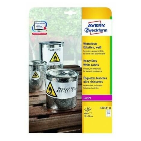 Avery etichette per stampanti laser 991x139mm poliestere giallo  fluorescente -20 fogli