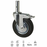 Ruota girevole per carichi pesanti D.250mm, carico 2200kg con cast fisso PU  255x200mm BS ROLLEN