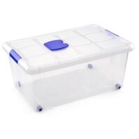 CONTENITORE PLASTICA SOVRAPPONIBILE BOX CON COPERCHIO CM.62X40 H.31 LT.60