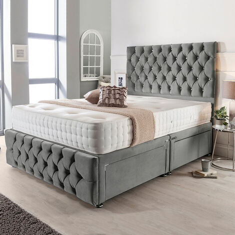 Geneva grey deals chesterfield divan bed