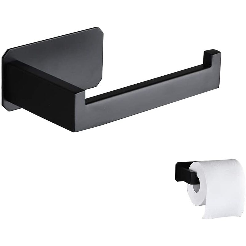 SmartHome Toilet Paper Holder with Shelf, Black Anti-rust Aluminum Tissue Roll Holder with Mobile Phone Storage Shelf for Bathroom, 3M Self Adhesive