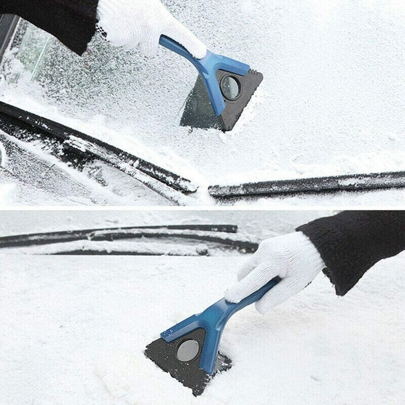 Car Snow Scraper And Brush Windshield Scraper With Aluminum Handle  Windscreen Scrubber For Driving Safety For