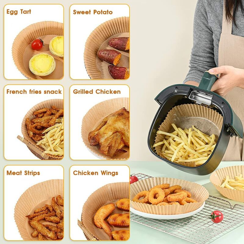 30/50/100Pcs Air Fryer Paper Liners, Non-Stick Disposable Oil-proof Baking Paper  Liners for Oven Air Fryer Microwave Frying Pan Baking Roasting Chicken,  French Fries, Egg Tarts 