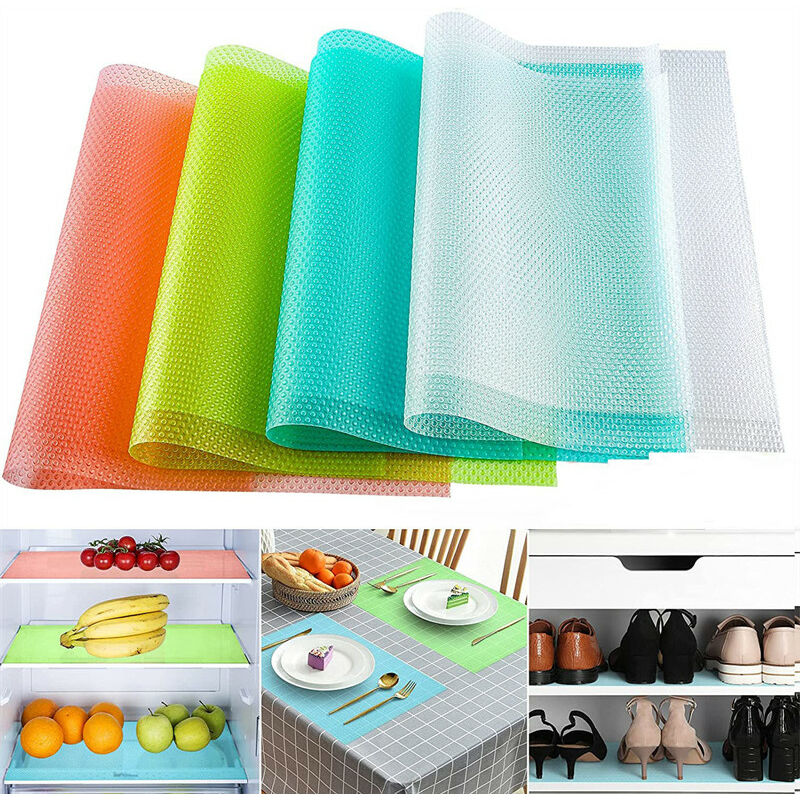 4 Pack Refrigerator Liners Refrigerator Mats, Washable Fridge Mats Waterproof Fridge Pads Mat Shelves Table Drawer Liners, 17.7 inch x 11.4 inch