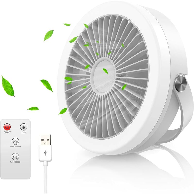 Camping Fan with LED Lantern, 2 in 1 Rechargeable Portable Tent Fan with  Remote Control (White)