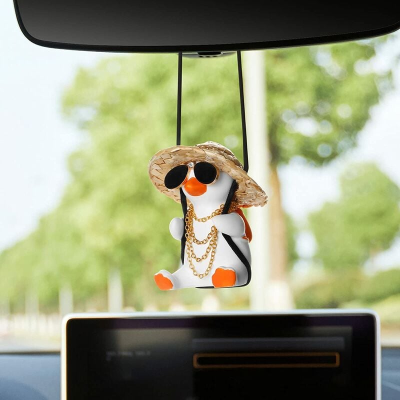 Car Mirror Hanging Accessories Swinging Duck Car Ornament Straw Hat Cute  Duck Car Pendant Rearview Mirror Auto Interior Aesthetic Car Decor Swing Car  Hanging Ornament 