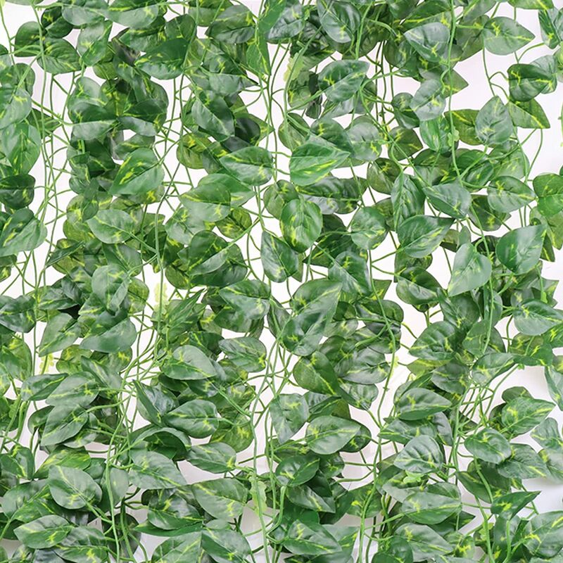 12 Pcs 2.1m Simulation Ivy Leaf Fake Vine Artificial Hanging Plants