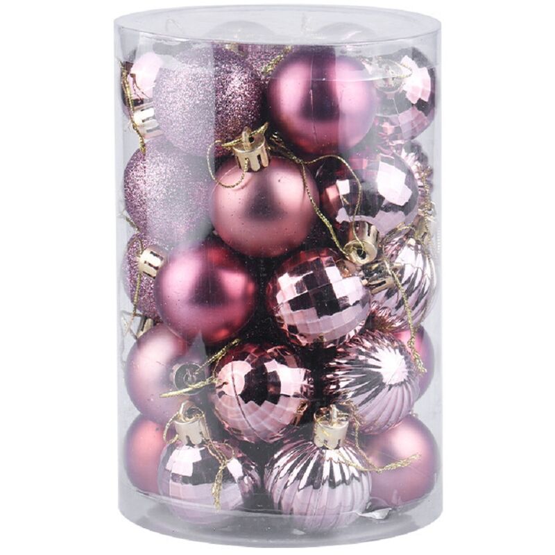 christmas baubles pink and silver