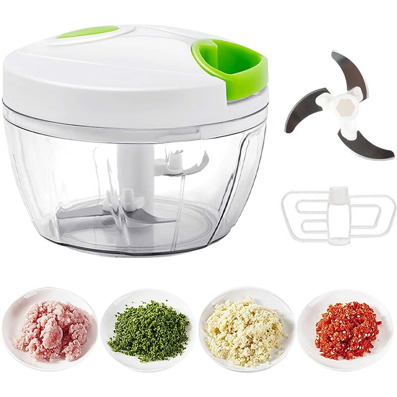 1pc 500ml Portable Manual Food Processor For Vegetable Chopper, Garlic  Press, Onion Chopper, Fruit, Nuts And Herbs, Hand-powered Food Dicer, Green