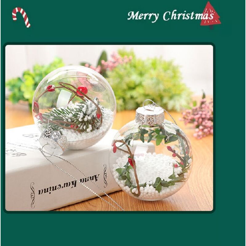 2.36-Inch Clear Plastic Fillable Christmas Ball Ornaments for DIY