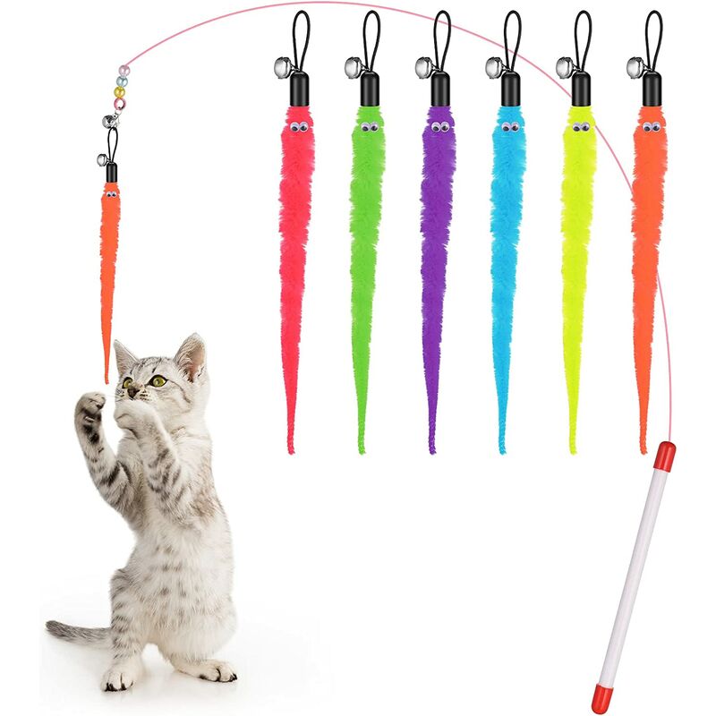 Cat Toys Feathers Wand, Interactive Cat Toy Kitten Toys Retractable Cat  Wand Toy Suction Cup Cat Wand Toys And Detachable Feather Teaser Refills  With Bells, Cat Fishing Pole Toy For Indoor Bored