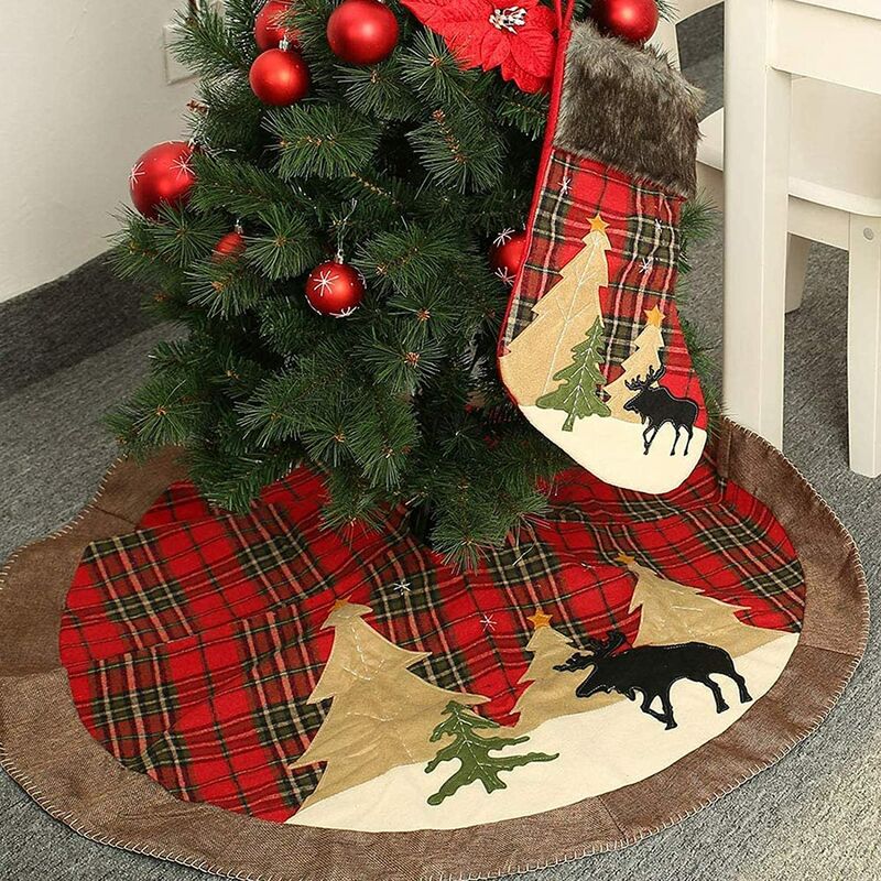 Christmas Tree Skirt, Christmas Tree Stand Cover, 105cm Red and