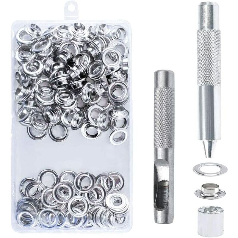 50 Grommets Eyelets Sets 20mm Grommet Eyelet Kit For Canvas Tarp Repair  Tent Silver