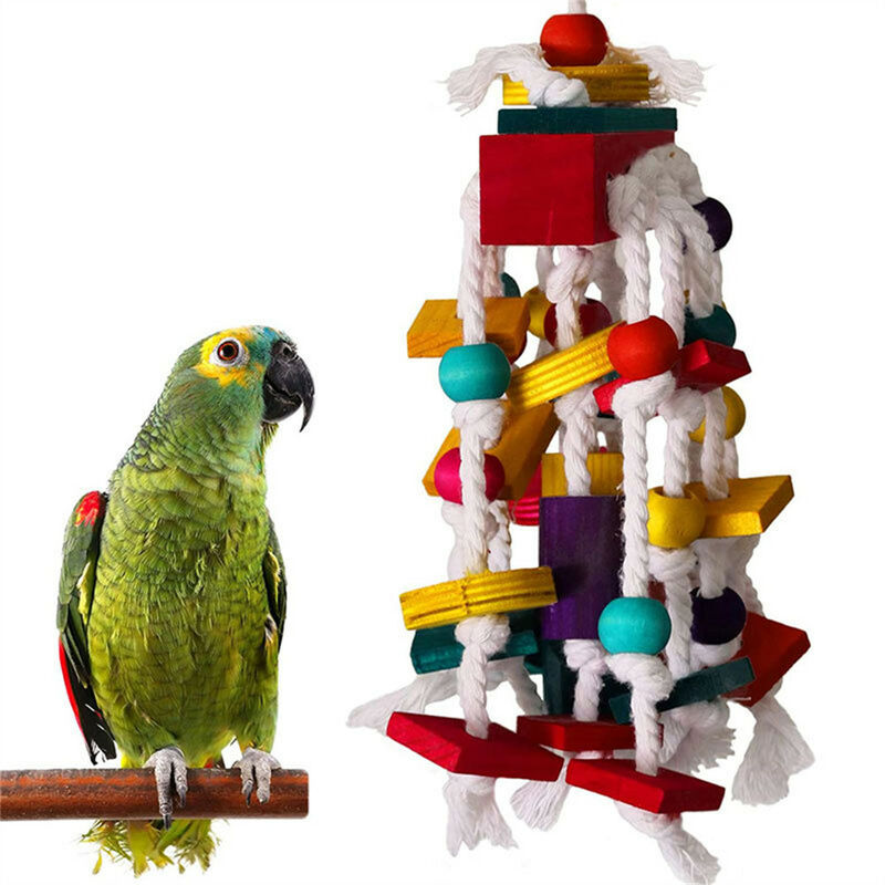 Parrot Cage Bite Toys Wooden Block Bird
