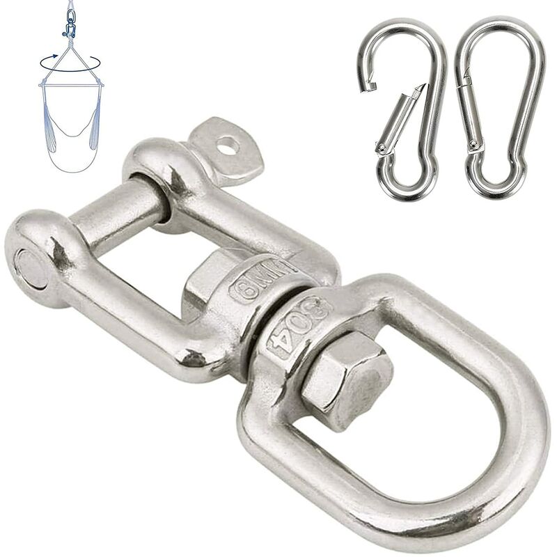 Dele Heavy Duty Hanging Chain with Carabiner, Stainless Steel Hanging for Hammock,Hanging Chair, Punching Bag, Clip Hook Attachment & Chain 400lb